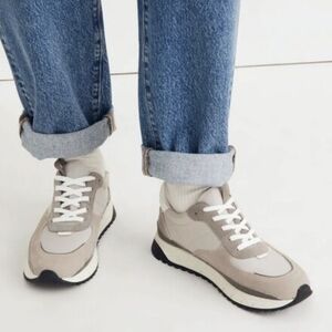 Madewell Kickoff Trainers Sneakers Leather Taupe Beige Women's Size 10